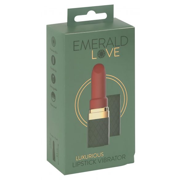 Emerald Love - Akku-Lippenstiftvibrator, wasserdicht (grün-bordeaux)