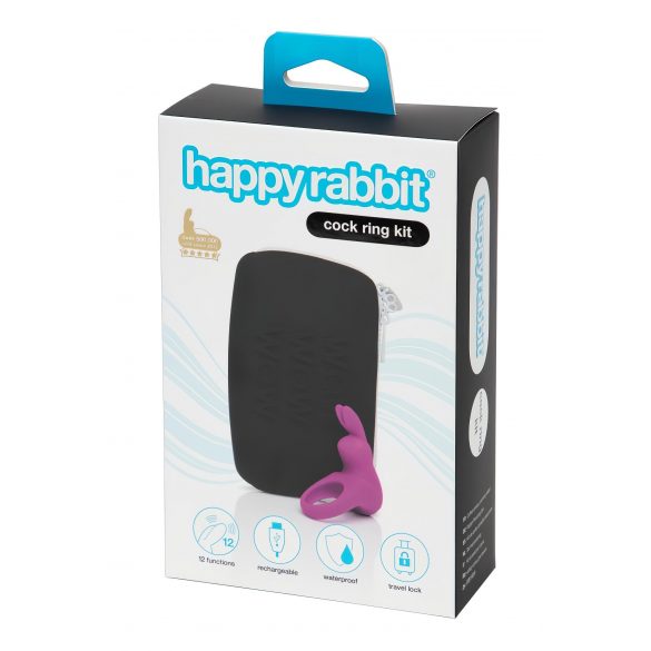 Happyrabbit Hahn Kit - Vibrationsring für den Penis mit Aufbewahrungstasche (lila) 