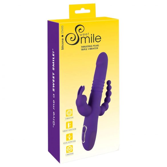 SMILE Triple - akkubetriebener, dreifach-armiger, drehender Stoßvibrator (lila) 