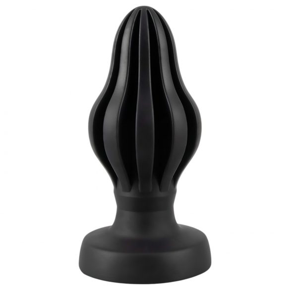 ANOS - superweicher, gerippter Anal-Dildo - 5cm (schwarz)