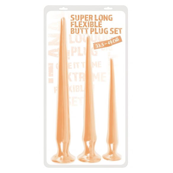 You2Toys - extra langes Anal-Dildo-Set (3-teilig) - Naturfarben 