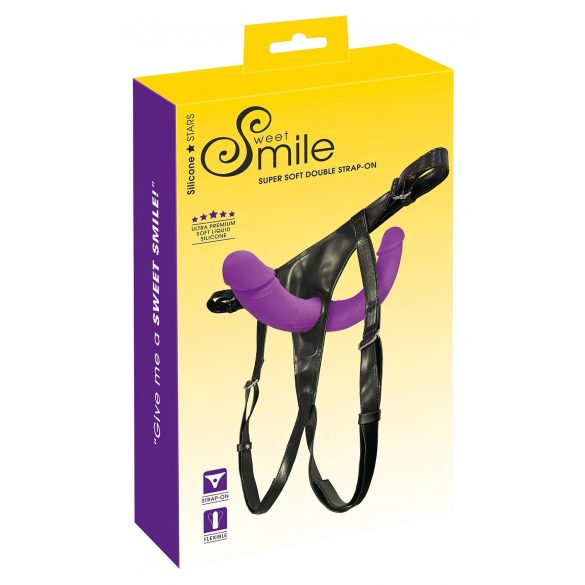 SMILE - Strap-on Doppeldildo mit Unterhose (lila-schwarz) 