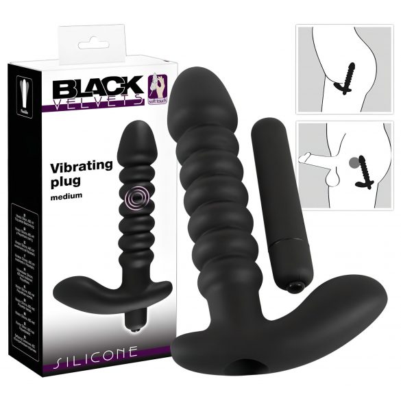 Black Velvet gerippter Vibrator - Medium (Schwarz) 