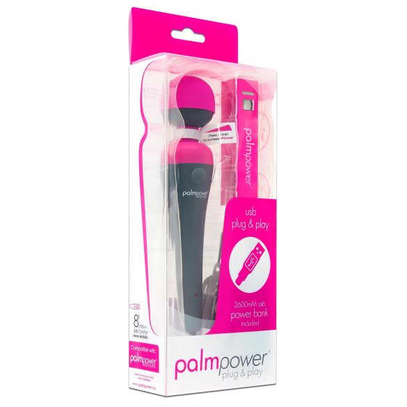 PalmPower Wand - Massage-Vibrator mit Powerbank (pink-grau)