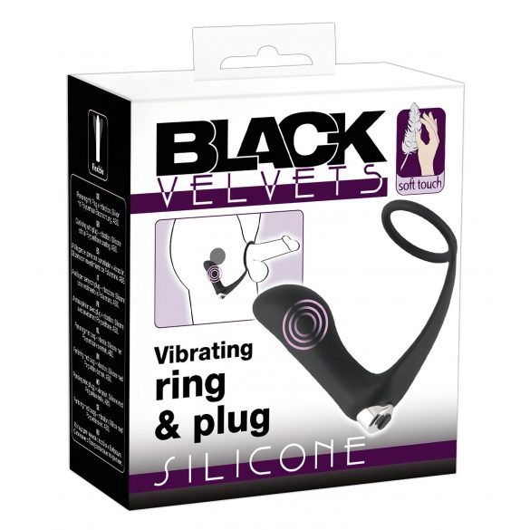 Black Velvet - aufladbarer, silikon Anall Vibrator mit Penisring (schwarz) 