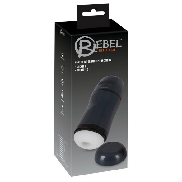 Rebel - 2in1 Saug-, Vibrationsmasturbator (schwarz) 