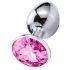 Sunfo - Metall Analplug mit Stein (Silber-Pink) 