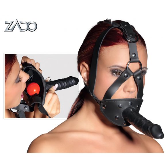 ZADO - Leder Bondage-Set mit Dildo (schwarz)