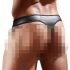 Glänzender Herren-Tanga mit transparentem Einsatz (Schwarz) 