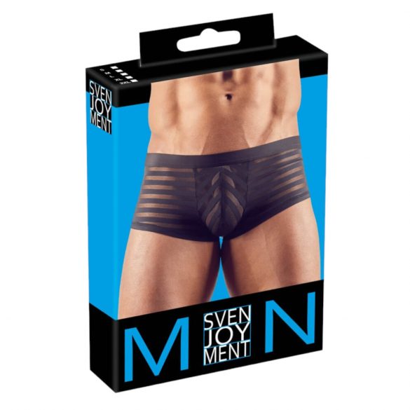 Transparente, gestreifte Boxershorts (schwarz)  - L