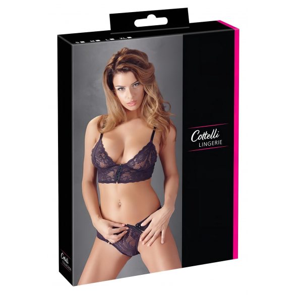 Cottelli - Blumige, Spitzen-BH-Set (lila)  - M