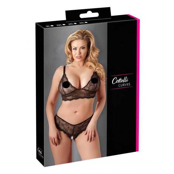 Cottelli Plus Size - Feines Spitzen-BH-Set (Schwarz) 