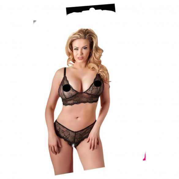 Cottelli Plus Size - Feines Spitzen-BH-Set (Schwarz)  - XXL