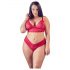 Cottelli Plus Size - weicher Spitzen-BH-Set (rot) 