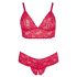 Cottelli Plus Size - weicher Spitzen-BH-Set (rot) 