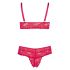 Cottelli Plus Size - weicher Spitzen-BH-Set (rot) 