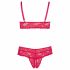 Cottelli Plus Size - weicher Spitzen-BH-Set (rot) 