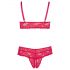 Cottelli Plus Size - weicher Spitzen-BH-Set (rot) 