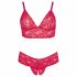 Cottelli Plus Size - weicher Spitzen-BH-Set (rot)  - 2XL