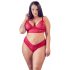 Cottelli Plus Size - weicher Spitzen-BH-Set (rot)  - 3XL