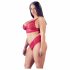 Cottelli Plus Size - weicher Spitzen-BH-Set (rot)  - 4XL