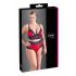 / Cottelli Plus Size - Spitze-Satin BH-Set (schwarz-rot)  - 2XL