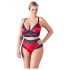 Cottelli Plus Size - Spitzen-Satin-BH-Set (schwarz-rot) - 3XL