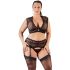 Cottelli Plus Size - Strass und Spitze Unterwäsche-Set (schwarz)  - 3XL