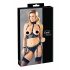 Cottelli Bondage - Glänzendes Push-up-Set mit Handschellen (Schwarz) 