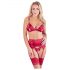 Abierta Fina - funkelnede Ketten-Dessous-Set (rot)  - M