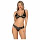 Obsessive Luvae - Blumenverzierte, Strass-BH-Set (Schwarz) 