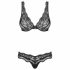 Obsessive Luvae - Blumenverzierte, Strass-BH-Set (Schwarz) 