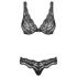 Obsessive Luvae - Blumenverzierte, Strass-BH-Set (Schwarz) 