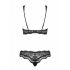 Obsessive Luvae - Blumenverzierte, Strass-BH-Set (Schwarz) 