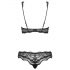 Obsessive Luvae - Blumenverzierte, Strass-BH-Set (Schwarz)  - L/XL