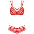 Obsessive 860-SET-3 - Bügel BH-Set mit Rosen-Spitze-Bändern (Rot)  - L/XL