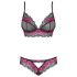 Obsessive Tulia - Spitzen-Unterwäsche-Set (Schwarz-Pink)  - L/XL