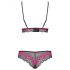 Obsessive Tulia - Spitzen-Unterwäsche-Set (Schwarz-Pink)  - L/XL