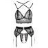 Abierta Fina - Spitzen-Dessous-Set (schwarz)