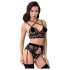 Abierta Fina - Spitzen-Dessous-Set (schwarz) - M