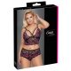 Cottelli Plus Size - Blumiges BH-Set (Schwarz-Lila) 