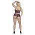 Cottelli Plus Size - Blumiges BH-Set (Schwarz-Lila) 