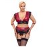 Cottelli Bondage Plus Size - Spitzen-BH-Set (rot-schwarz) 