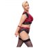 Cottelli Bondage Plus Size - Spitze BH-Set (Rot-Schwarz)