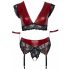 Cottelli Bondage Plus Size - Spitzen-BH-Set (rot-schwarz) 