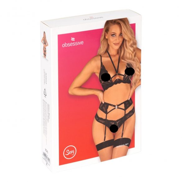 Obsessive Alessya - Spitzen-Dessous-Set (schwarz) 