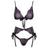 Kissable - schwarz, mit pink-lila Stickerei BH-Set 