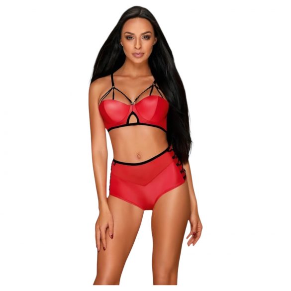 Obsessive Leatheria - Rotes Leder-Look-BH-Set - S/M