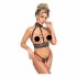 Abierta Fina - Offenes Dessous-Set mit Ketten (schwarz)