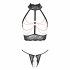 Abierta Fina - Offenes Dessous-Set mit Ketten (schwarz) - M